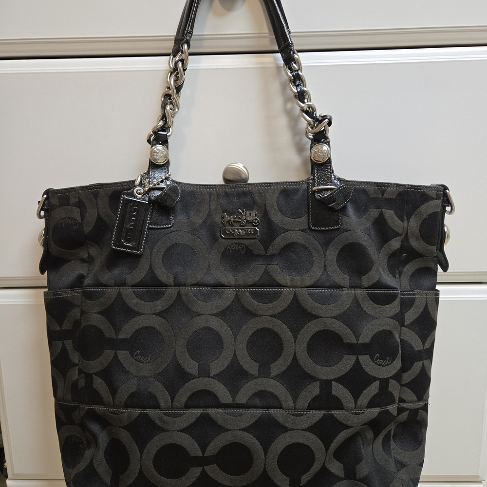 Coach Black Signature Tote Bag